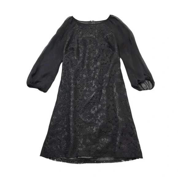 Liliana | Dresses | Liliana Black Lace Dress Sheer Sleeve Party Cocktail  Career Womens Size 4 | Poshmark